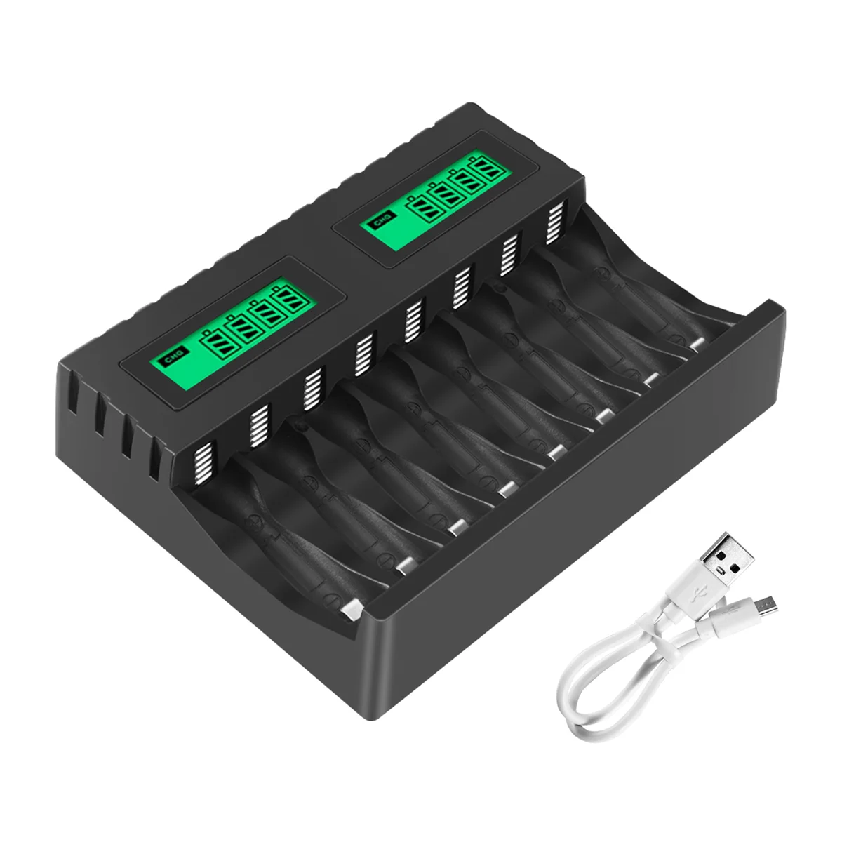 Cargador de batería con pantalla LCD, cargadores inteligentes de 8 ranuras para pilas recargables AA/AAA NiCd NiMh, cargador AA AAA