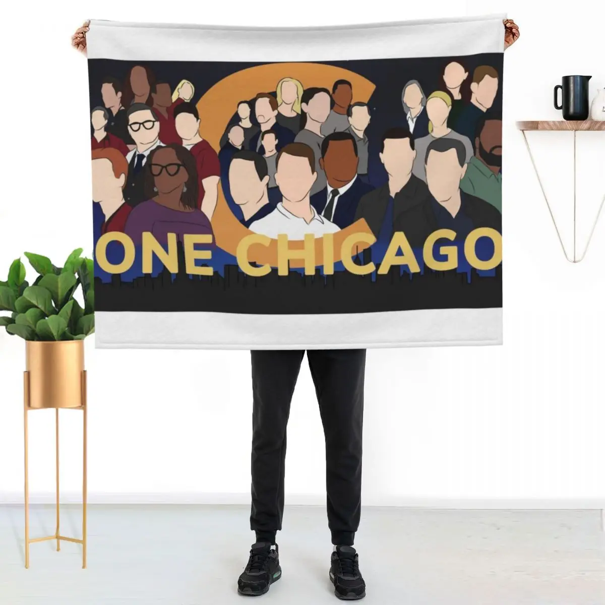 One Chicago Poster Throw Blanket Flannel Fabric anime Retros Sofa Quilt funny gift Thins Blankets