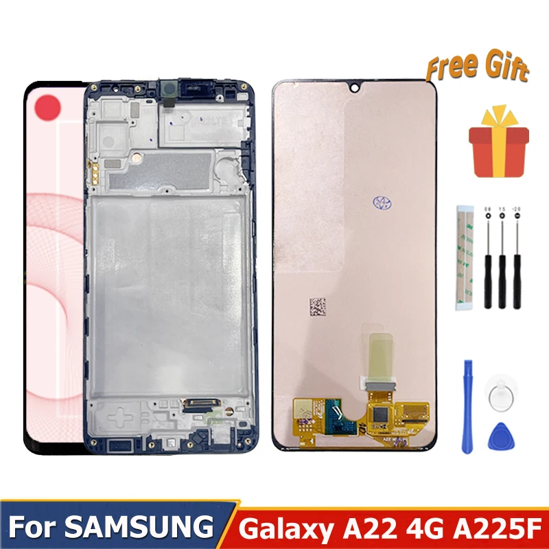 

Жк-дисплей 6,4 дюйма для Samsung Galaxy A225, сенсорный экран A22 4g SM-A225F A225m, дигитайзер в сборе с рамкой, комплекты для замены и ремонта