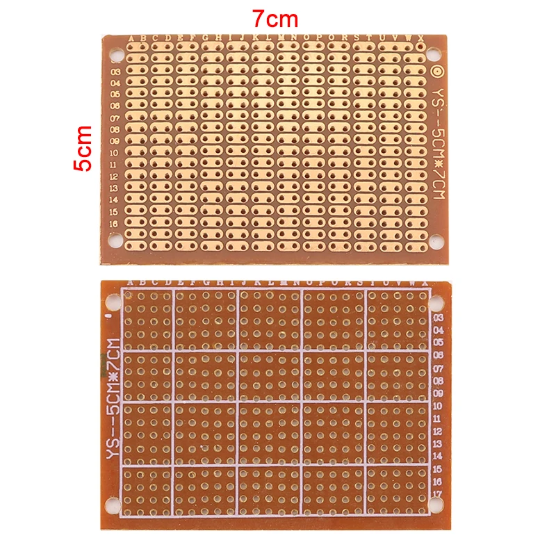 5 buah 5*7cm DIY kertas prototipe PCB Universal percobaan matriks papan sirkuit dua lubang 5x7CM