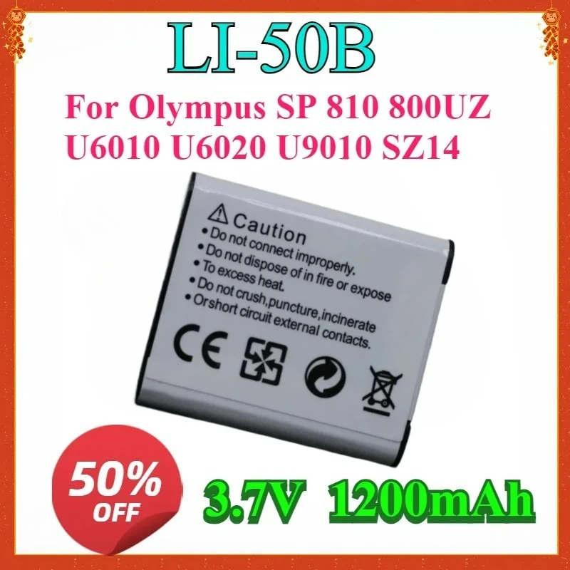 

For Li-50B D-LI92 Li 50B D LI92 3.7V1200mAh Replaceable Battery with Type C Port for Olympus SP 810 800UZ U6010 U6020 U9010 SZ14