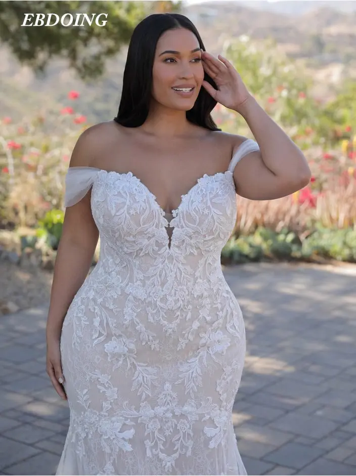 Newest Wedding Dress For Bride  Mermaid Sweetheart Neckline With Lace Appliques Custom Made Plus Sizes Vestidos De Novia