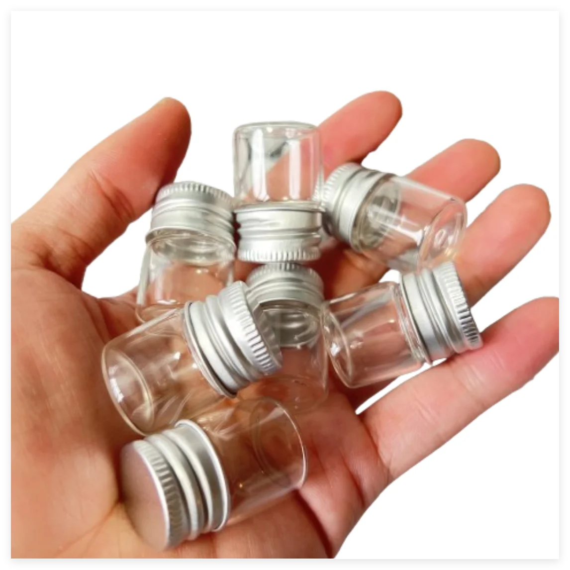 

50/100 шт. 5 мл крошечные стеклянные бутылки серебряные завинчивающиеся крышки 13*22*30 мм милые мини-декоративные флаконы банки стеклянные домашний декор