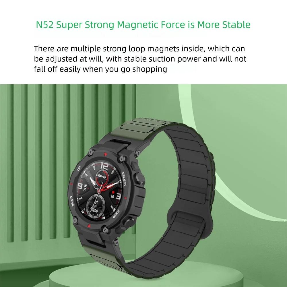 22mm Magnetic Wristband For Amazfit Watch T-rex1/2/3  Armor Style Quick Release Skin-friendly Silicone Smart Watch Strap Unisex