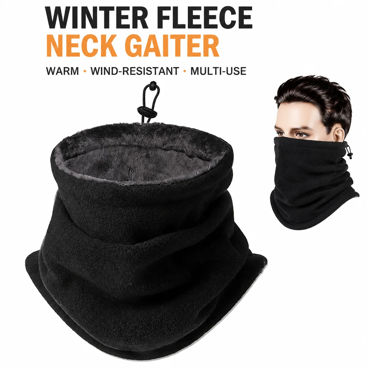 Thickened Thermal Neck Gaiter Fleece Lined Windproof Face Mask Multifunctional Scarf for Motorcycle Bicycle Outdoor Activity