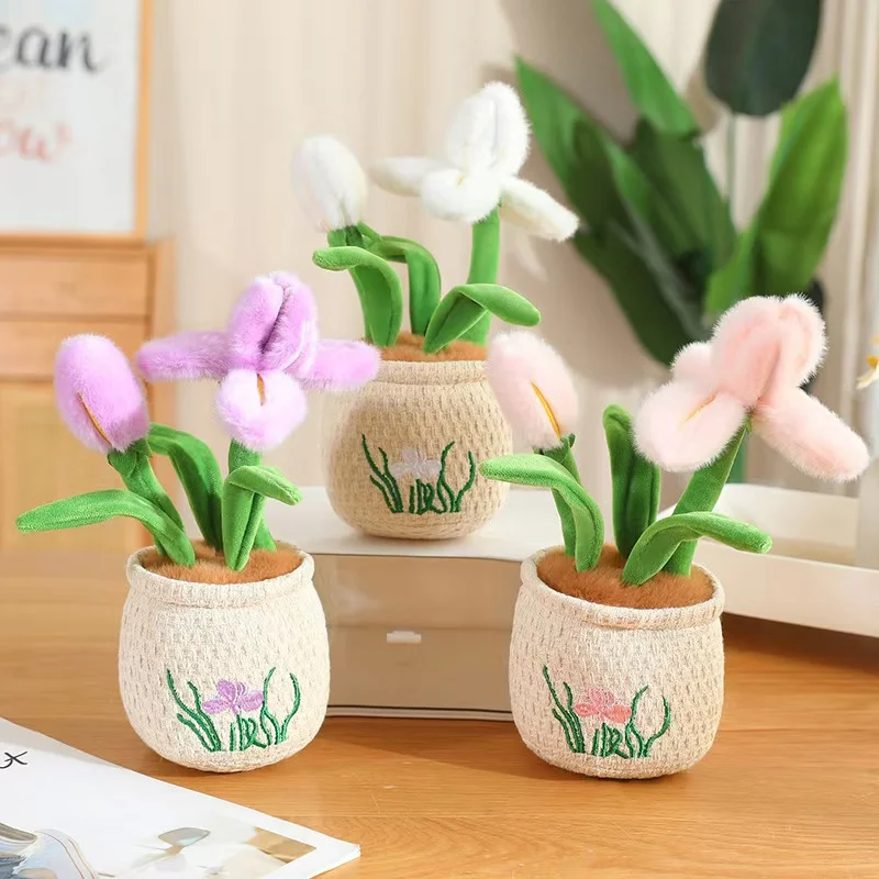 Kawaii Plush Potted Flower Toy Cute Iris & Orchid Stuffed Plant