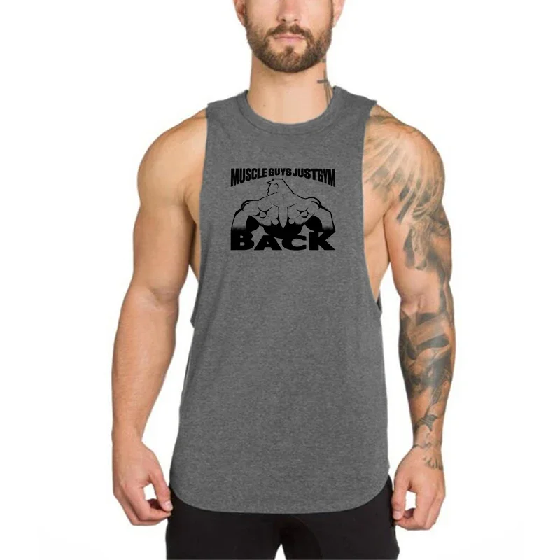 Summer Men Sports Casual Loose Fitness Tank Tops  Cotton Breathable Muscle Exercise Gym Workout weightlifting Bodybuilding Vests