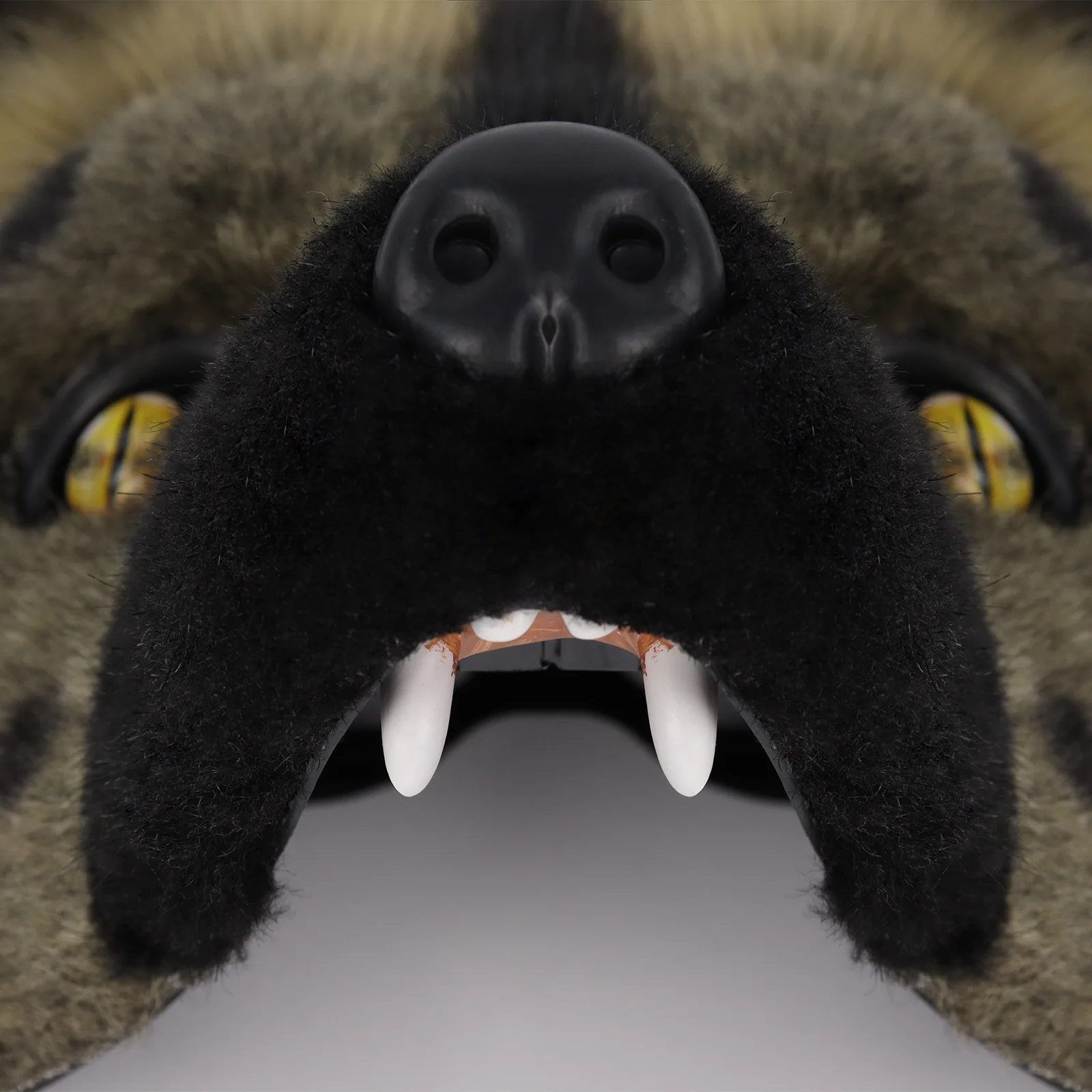 Plush Spotted Hyena Half Face Mask Cosplay Breathable Mesh Eyes Brown Hyena Animal Masks Halloween Carnival Party Costume Props 2