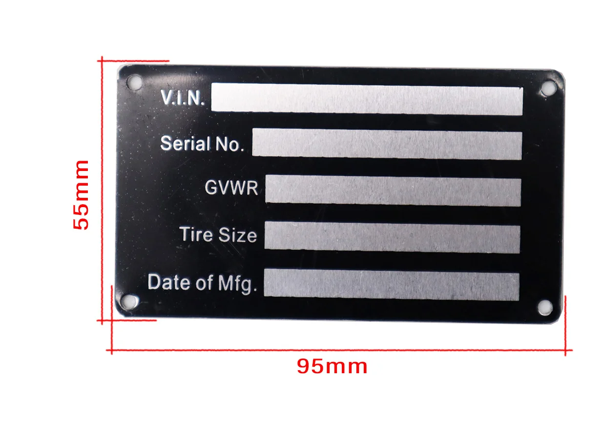 10-PACK VEHICLE TRUCK BOAT Trailer Blank VIN & Weight AXLE Chassis Plate 95mm x 55mm Identification Number