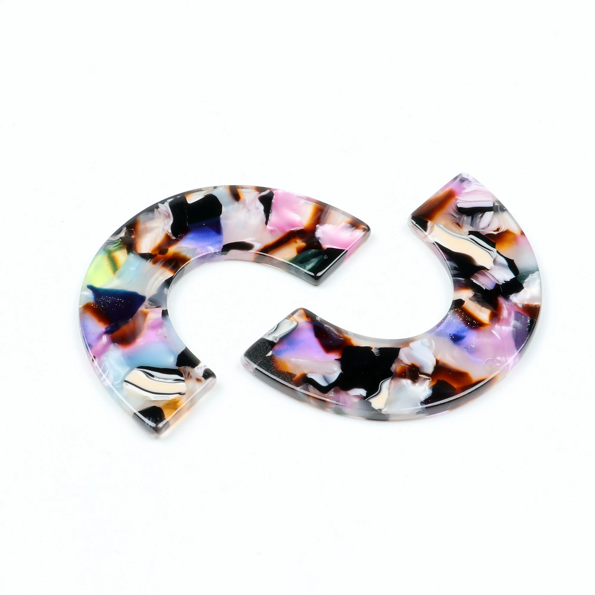 Tortoise Shell Women's Acrylic Charms,U Shaped Pendant,Bohemian leopard Earring Findings,Jewelry handmade Accessories,50x31mm