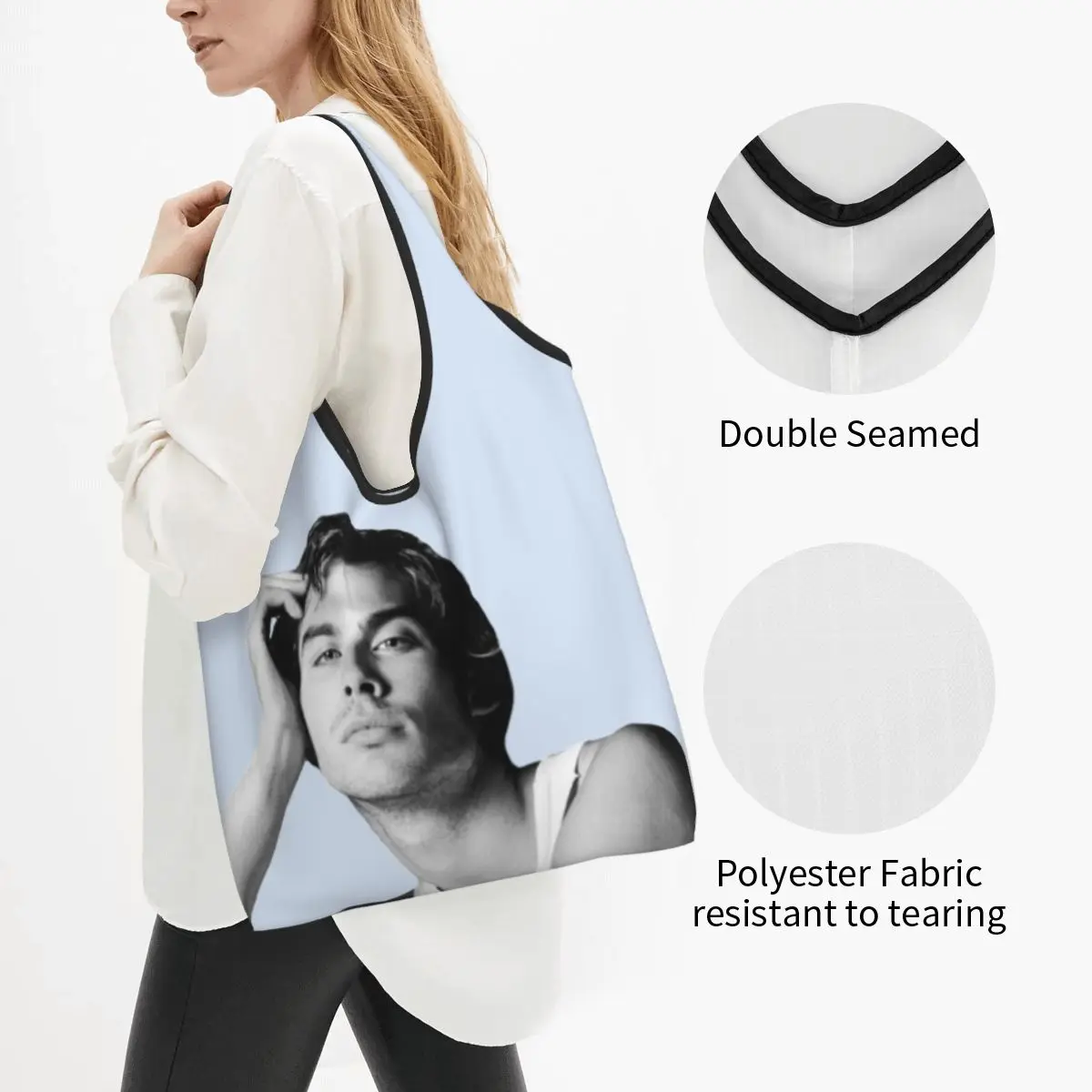 Ian Somerhalder Shopping Bag Reusable Grocery Eco Bags Large Capacity Recycling Bags Washable Handbag