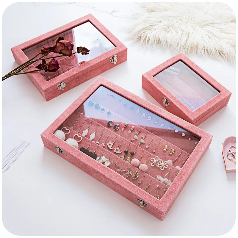 Transparent earring storage box hand jewelry storage box earring decorations ring storage box large capacity