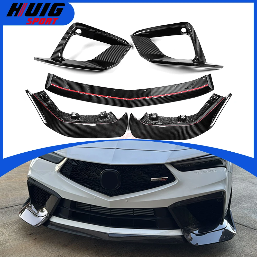 

5 шт., карбоновый автомобильный передний противотуманный фонарь, боковая решетка, бампер, спойлер для тела, защитные аксессуары для Acura Integra Type S 2023-2025