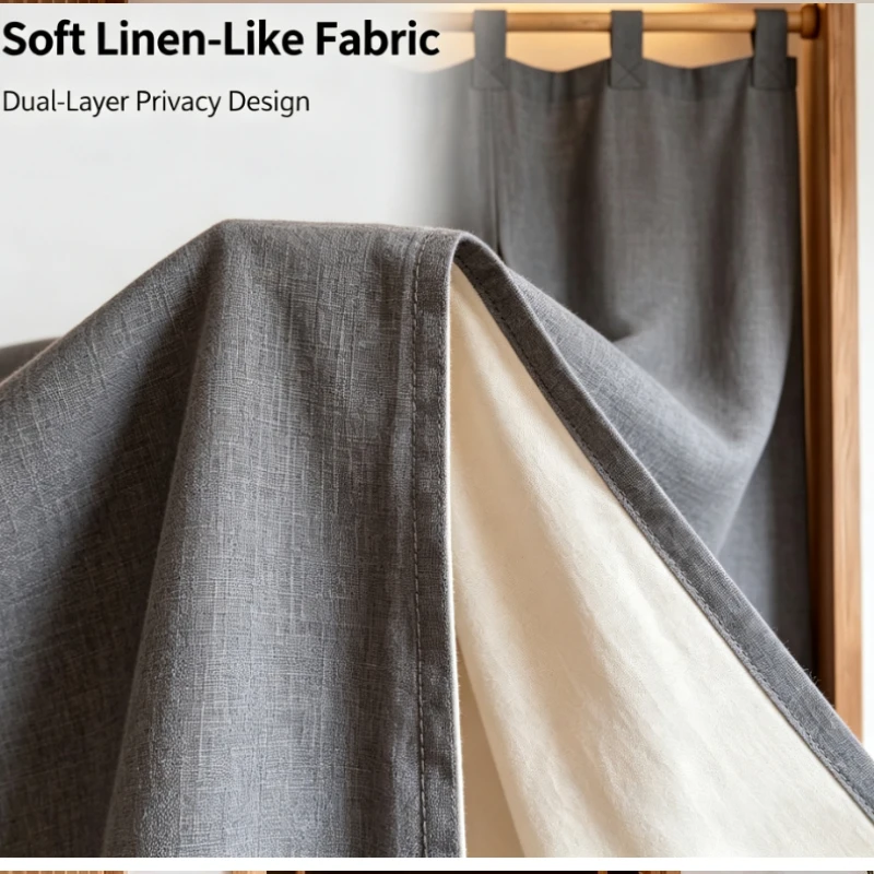 Blend Door Curtain With Tab Top For Kitchen Bedroom Partition Decor Solid-color shading curtain Applicable to multiple scenarios