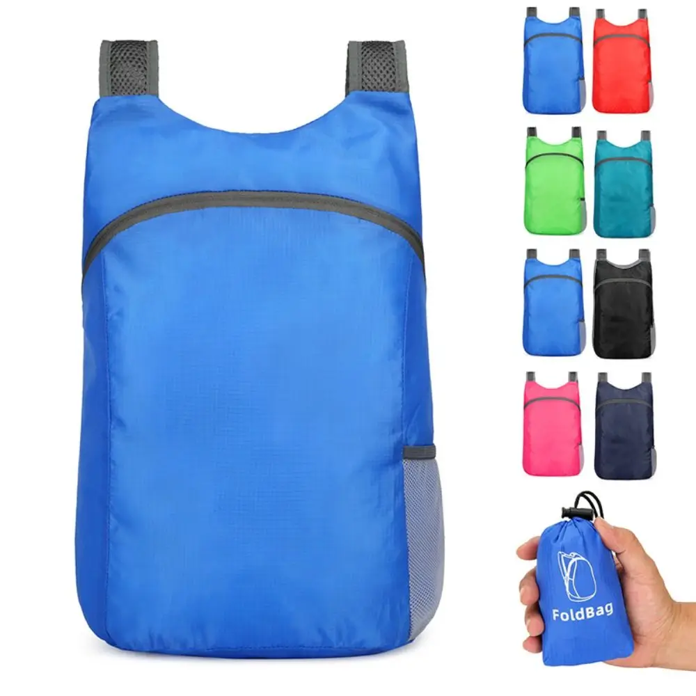 with Drawstring Storage Bags Foldable Backpack Large Capacity School Bag Lightweight Nylon Bag Shoulders Bag Zipper Sports