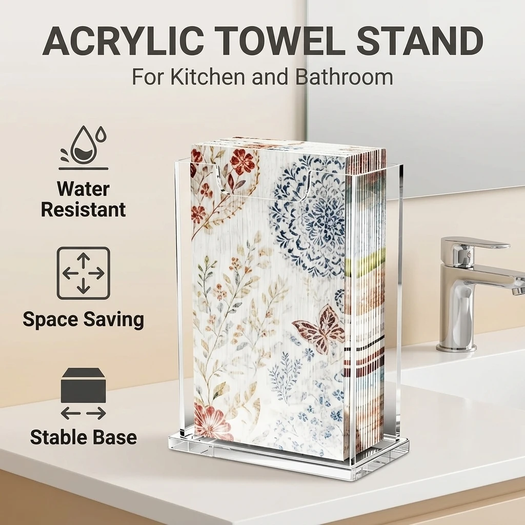 Clear Acrylic Napkin Holder for Kitchen Bathroom Homeowners Waterproof Paper Towel Dispenser Stand Splashproof Organizer