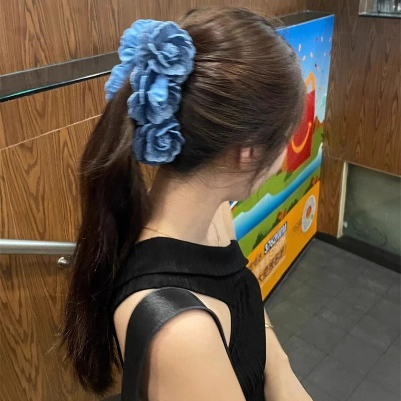 

Flower Hair Clips Denim Blue Color Women Fashion Hair Accessories Ponytail Holder Barrettes Hair Claw Clips Hairpins Headwear