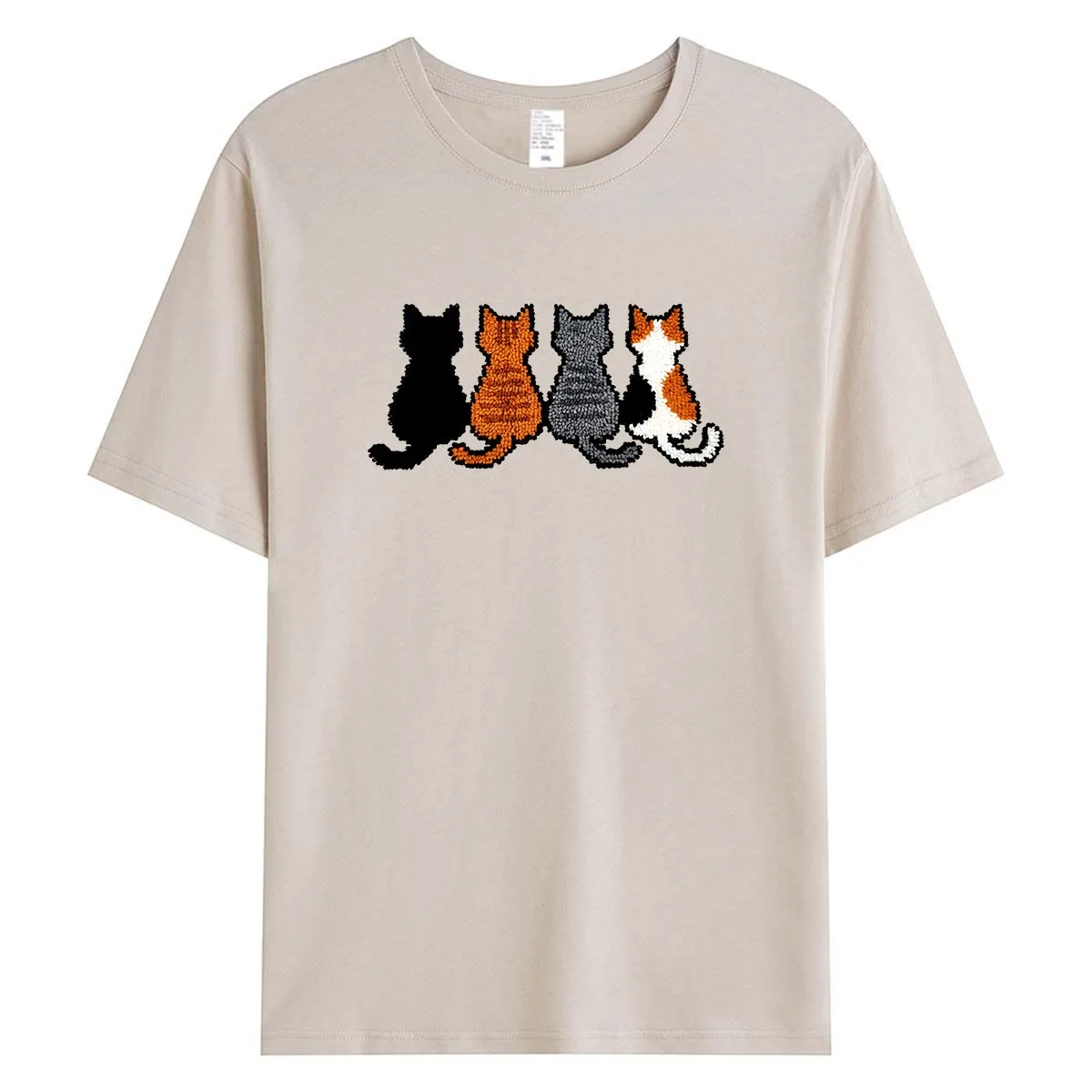 Four Cats Back View Cute Women T-Shirt Funny Kitten Lover Graphic Tee Animal Pet Mom Summer Cotton Tops Casual Shirt