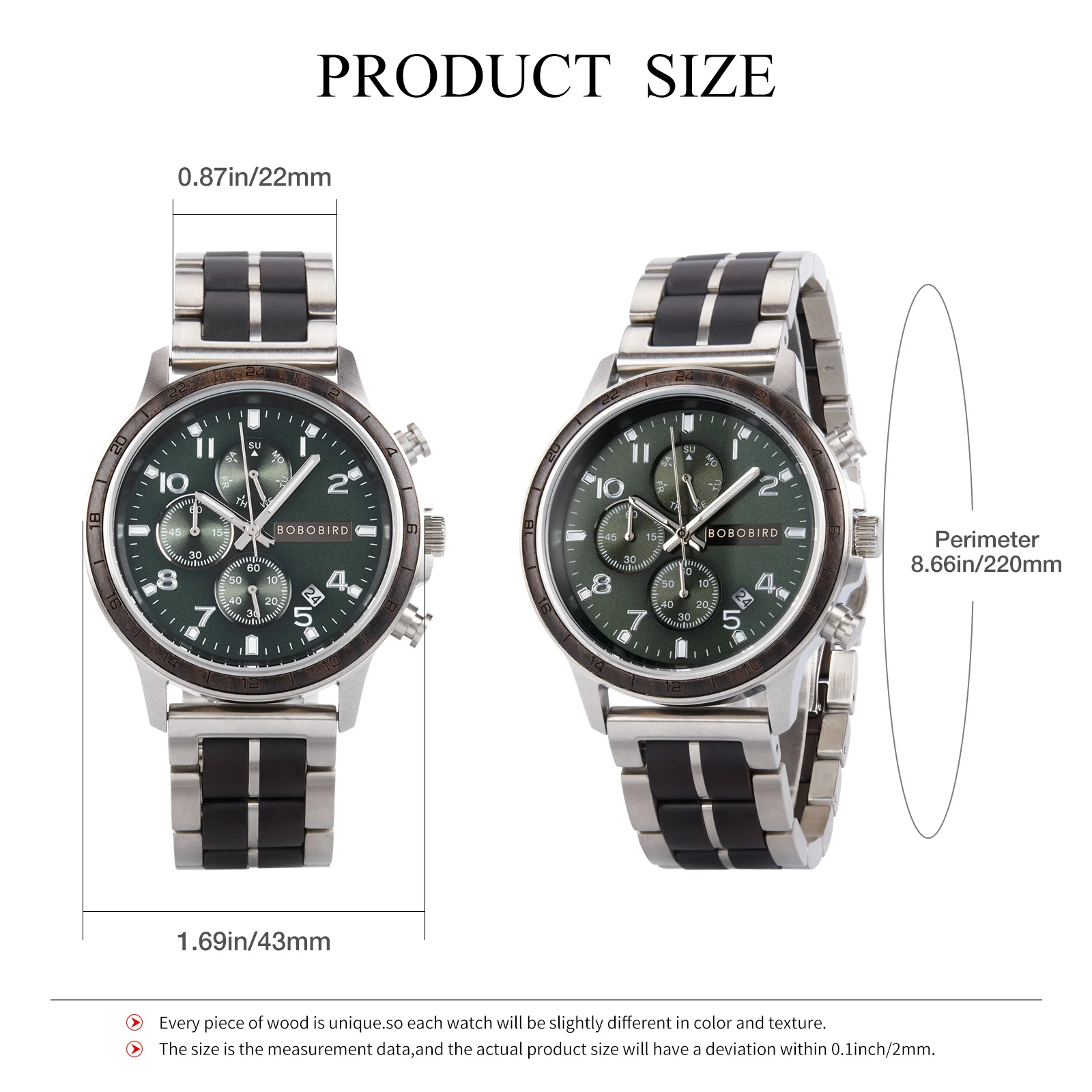 ﻿   BOBO BIRD Jam Tangan Pria Kayu Ebony & Baja Tahan Karat Jam Tangan Gerakan Kuarsa Kasual Bisnis Hadiah Nama Kustom Untuk Keluarga