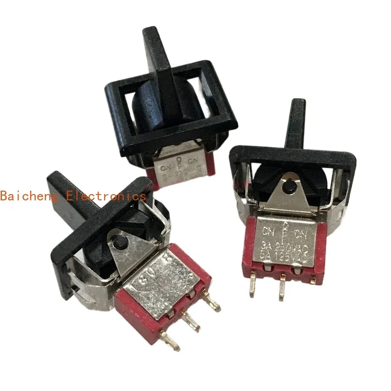 10PCS R8016 toggle switch 3-pin 3-speed boat shaped rocker T80-R alarm knob rocker arm 5A125V
