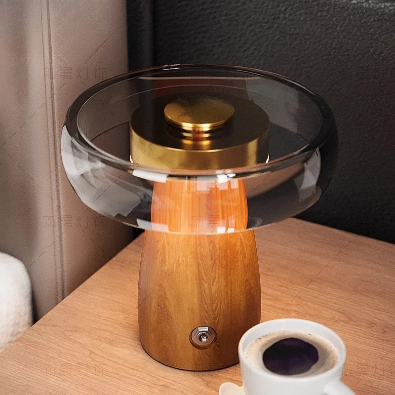 Medieval solid wood high-end bedroom study bedside office warm atmosphere smart