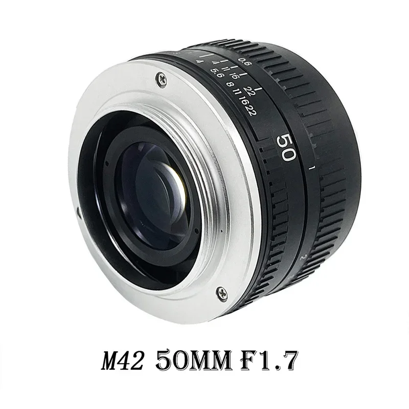 FH 50mm F1.7 Metal Large Aperture Standard Prime Full Frame Portrait Manual Focus Lens for Canon EOS EF M42 Nikon F SLR camera