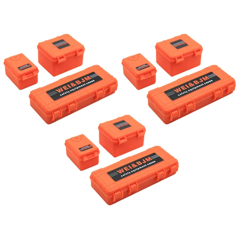 M15K-9Pcs Plastic RC Car Storage Box Tool For Traxxas Trx4 Axial Scx10 90046 D90 1/10 RC Crawler Accessories Orange