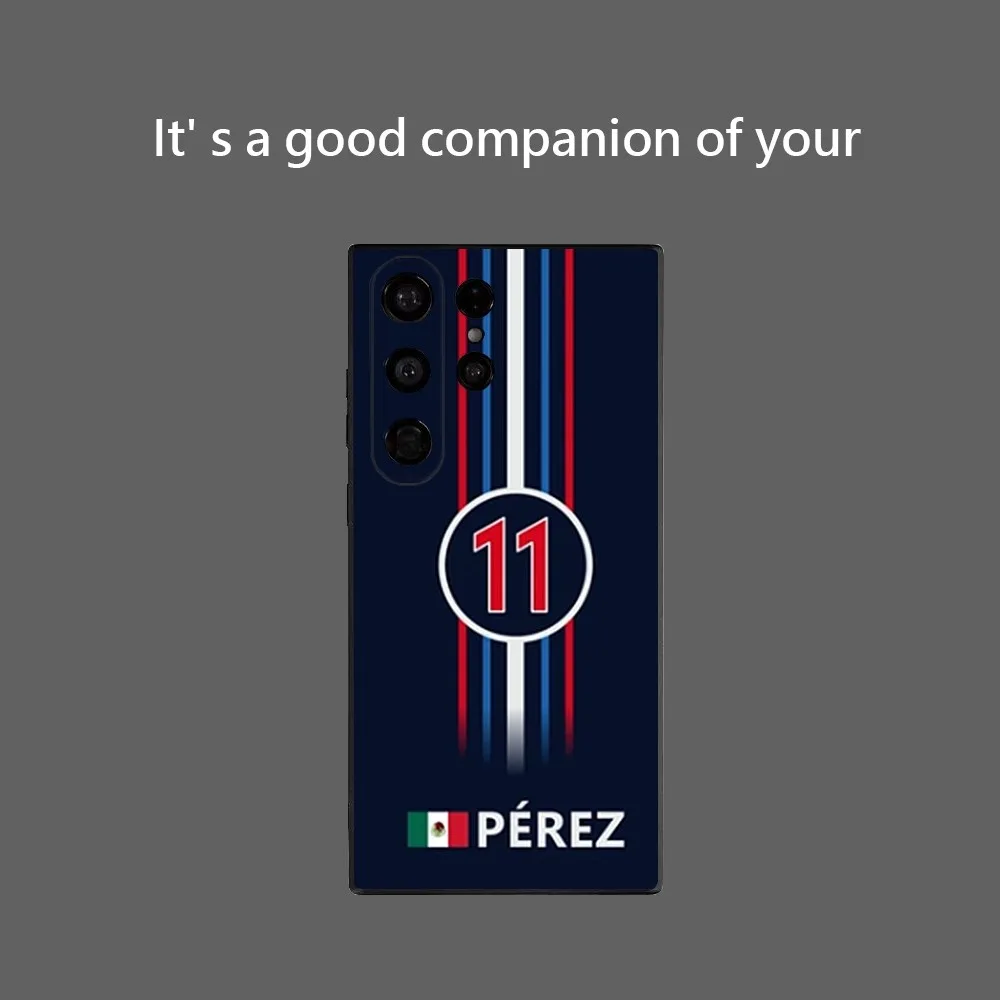 S-Sergio P-Perez F1 Formula 11 Phone Case For Samsung Galaxy S24 Ultra S22 S23 Ultra S21 S20 5G Protective Soft Silicone TPU Fun