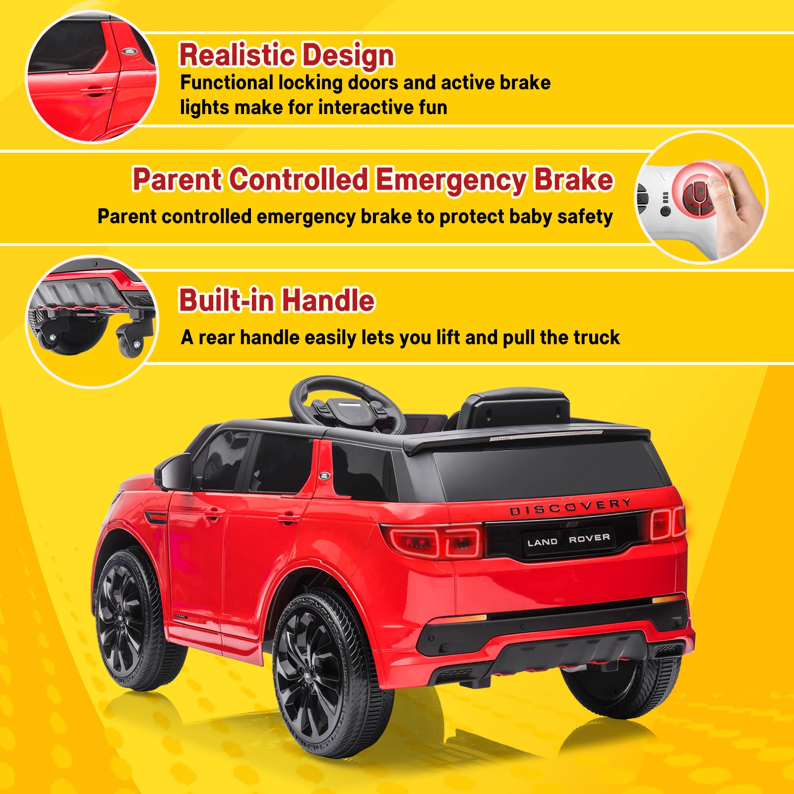 Ride on Car for Kids 12V Power Battery Electric Vehicles Licensed Land Rover Ride On Truck w/Parent Remote Control, MP3 Player