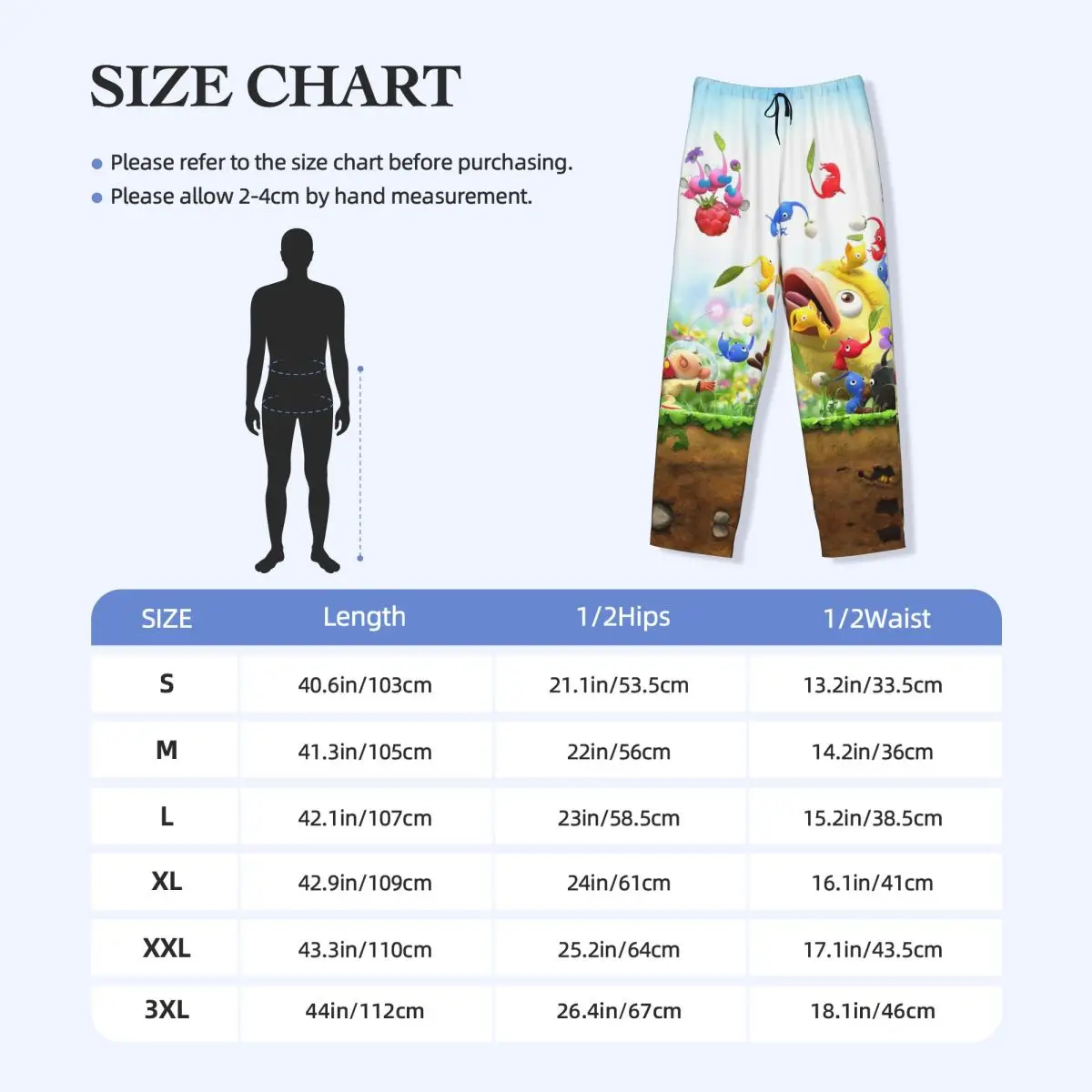 مخصص مطبوعة P-Pikmins بيجامة السراويل الرجال لطيف أنيمي النوم ملابس خاصة قيعان مع جيوب