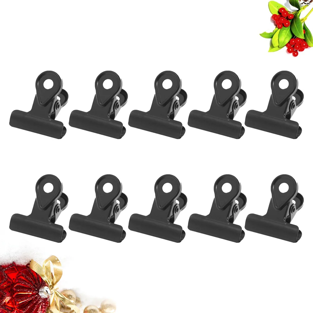 

10pcs Metal Binder Clips Copper Plated Strong Spring Wall Mountable Paper Clamps For Price Tags Photos Maps 20Mm Black