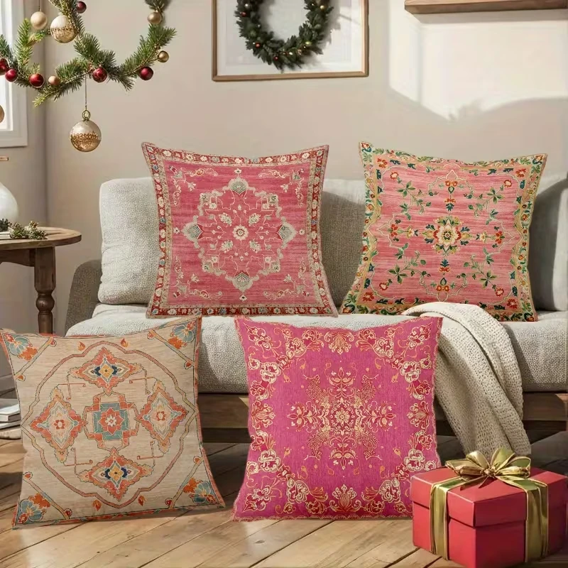 VIKAMA Bohemian Floral Kissenbezug, doppelseitig bedrucktes Design mit Reißverschluss, Wohnzimmer- und Schlafzimmer-Sofakissenbezug, Heimdekoration