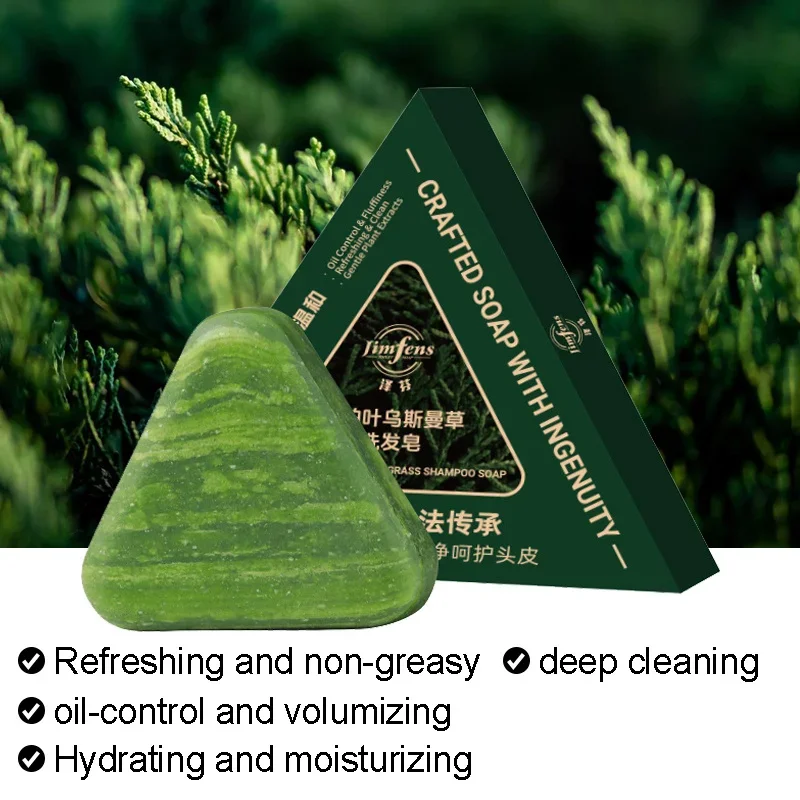 قالب شامبو عشبي سكبرس ليف أوسمان جراس 120 جرام، غني بالجينسنغ وأوراق السرو وغيرها من المستخلصات العشبية