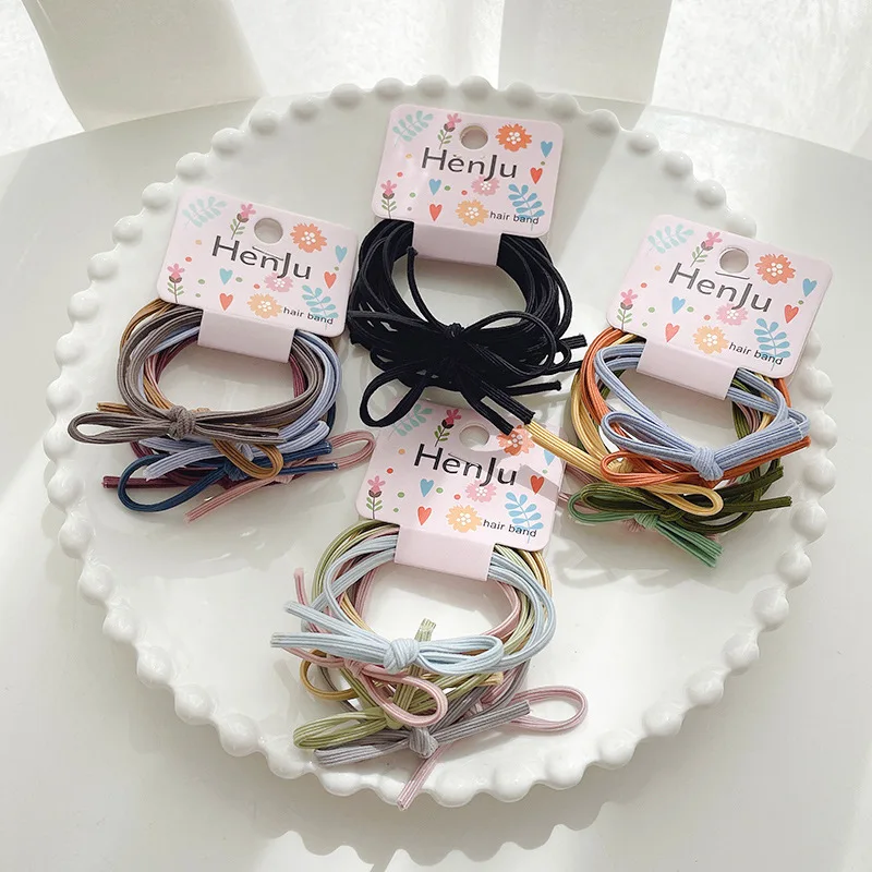 6 Buah Pak Ins Gaya Sederhana Warna Permen Elastis Ikatan Rambut Anak Harian Ikatan Simpul Tali Rambut Wanita Ekor Kuda Pemegang Aksesori