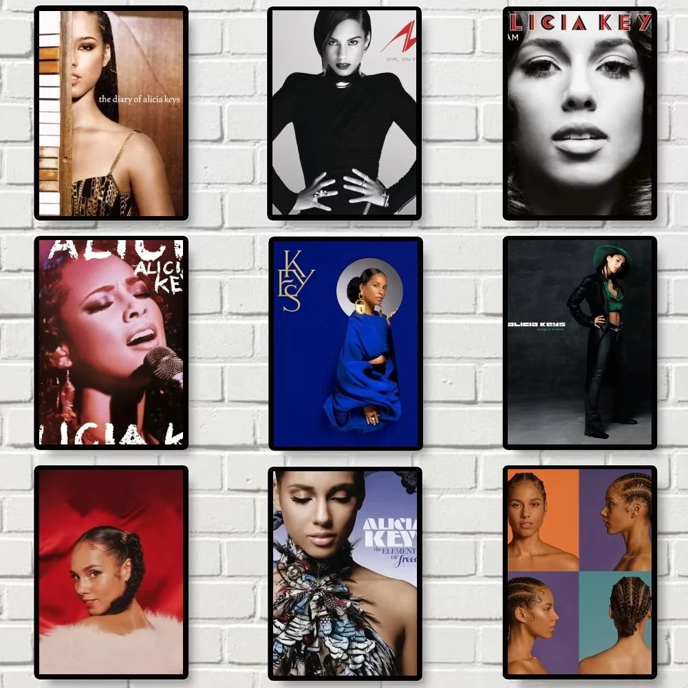 Alicia Keys Singer Poster Gallery Prints Self Adhesive Home Decor Decoration Wall Decals Living Room