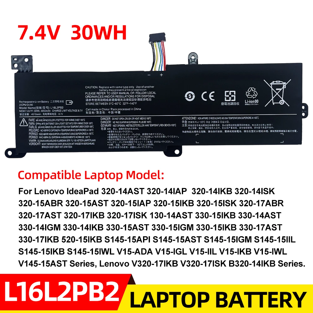 

New L16L2PB2 7.4V 30Wh 4050mAh Laptop battery For Lenovo IdeaPad 320-14AST 320-14IAP 320-14IKB 320-14ISK 15ABR 15AST 15IAP 15IKB