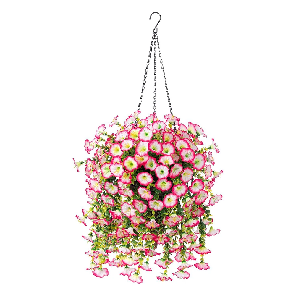 Eucalyptus Morning Glory Artificial Trumpet Flower Vine for Outdoor Wall Fence Arch Decoration 75cm Plastic Greenery