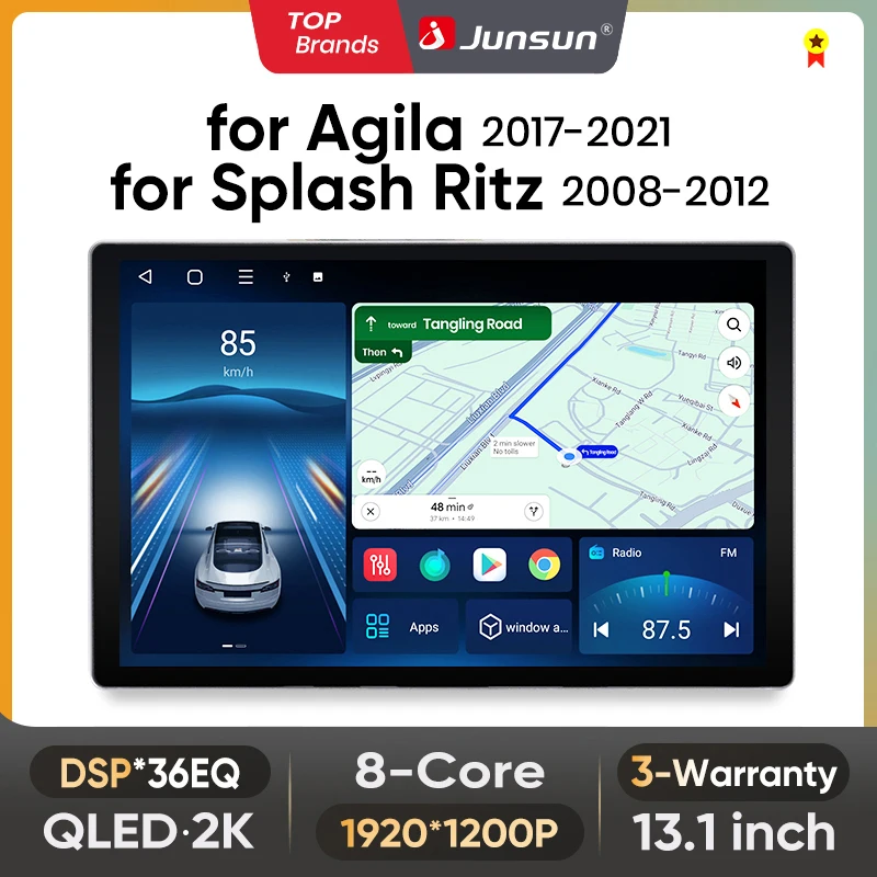 Junsun 13,1 Zoll QLED Android Wireless CarPlay Autoradio für SUZUKI Splash Ritz 2004-2010 Intelligente Systeme DSP SWC RDS