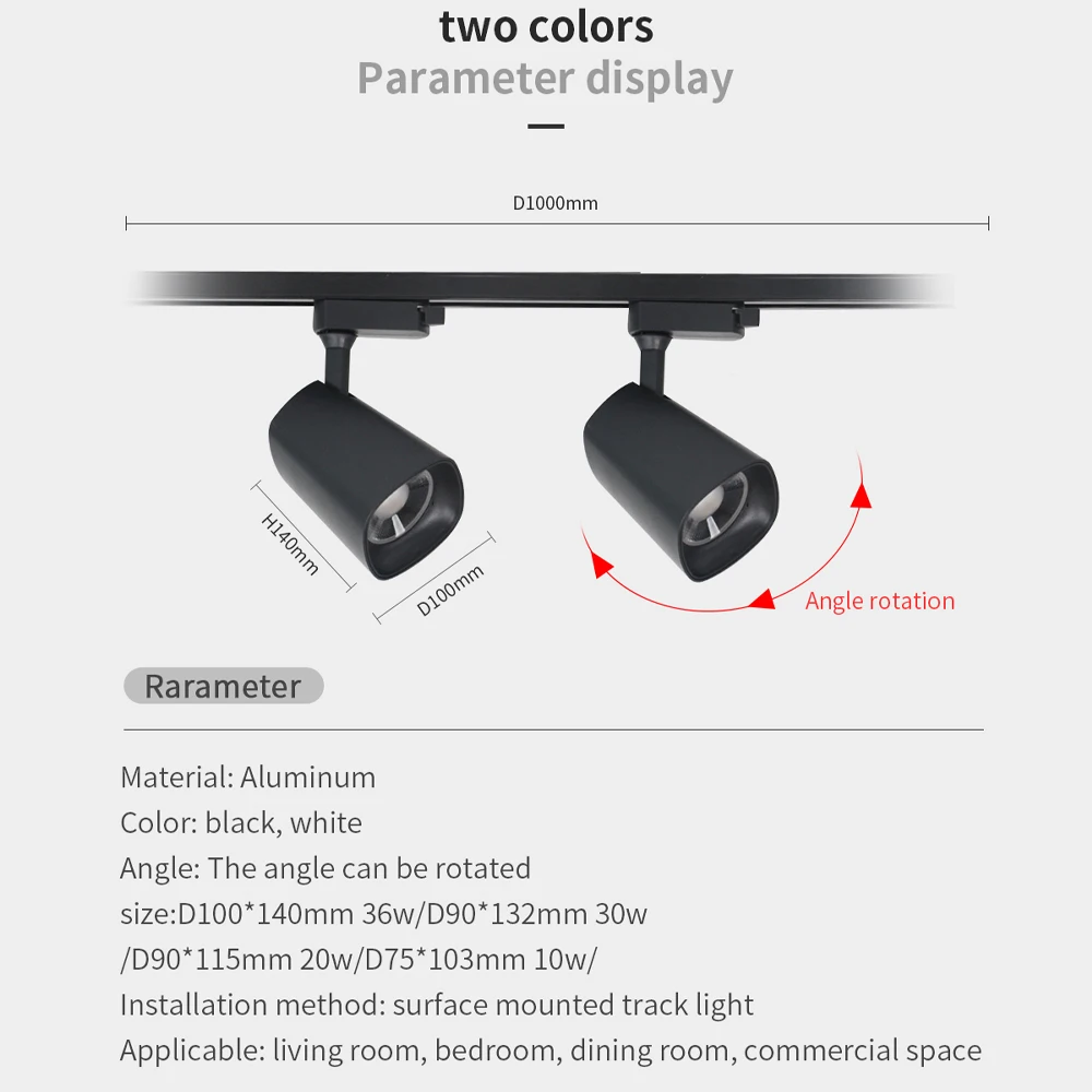 Spotlight Led Surface Mounted Nordic Style 20W 30W 40W 360 Rotating Ceiling Ceiling Installation Family Store Track Lights