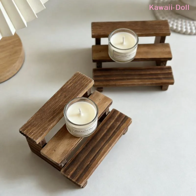 2Pcs Dollhouse Simulation Three-layered Shelf Miniature Wooden Garden Flower Stand Model Dollhouse Decor Accessories