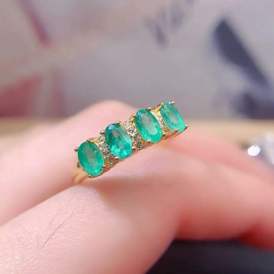KJJEAXCMY New Jewelry Natural Women's Emerald Ring 925 silver inlay Colorful and splendid High clarity supports detection
