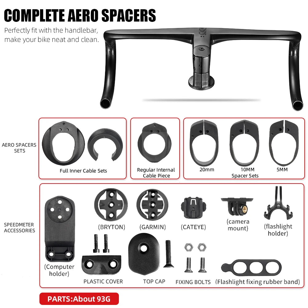 JAWBONE Full Carbon Road Bike Zintegrowana kierownica Ultralekki pełny kabel wewnętrzny Uchwyt rowerowy Akcesoria rowerowe