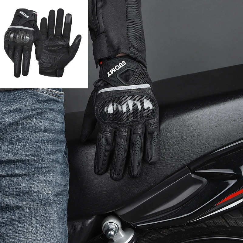 

SUOMY SU-20 Motorcycle Gloves Men – Breathable Hard Shell Protective Full-Finger Motocross Racing Gear​