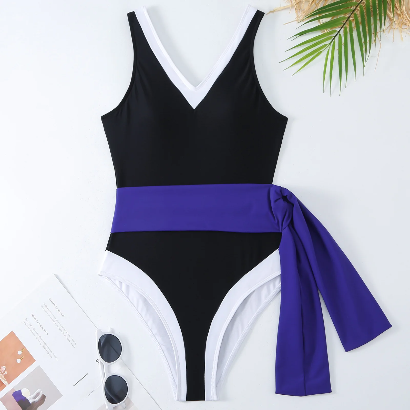 hot spring swimwear Sexy backless one-piece swimsuit women's European and American solid color tight hot spring swimsuit chiffon