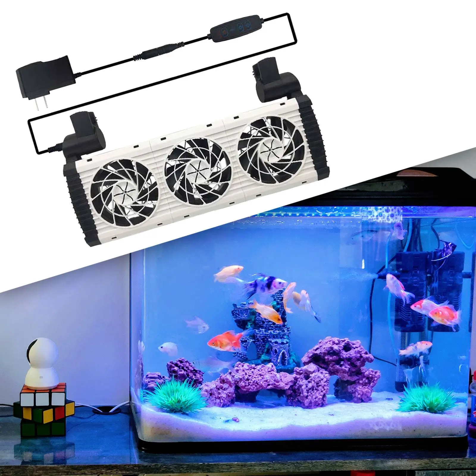 Fish Tank Chiller Aquarium Cooling Fan, Portable Quiet 6 Variable Speed Aquarium Chiller for Saltwater Cats Hamsters Home