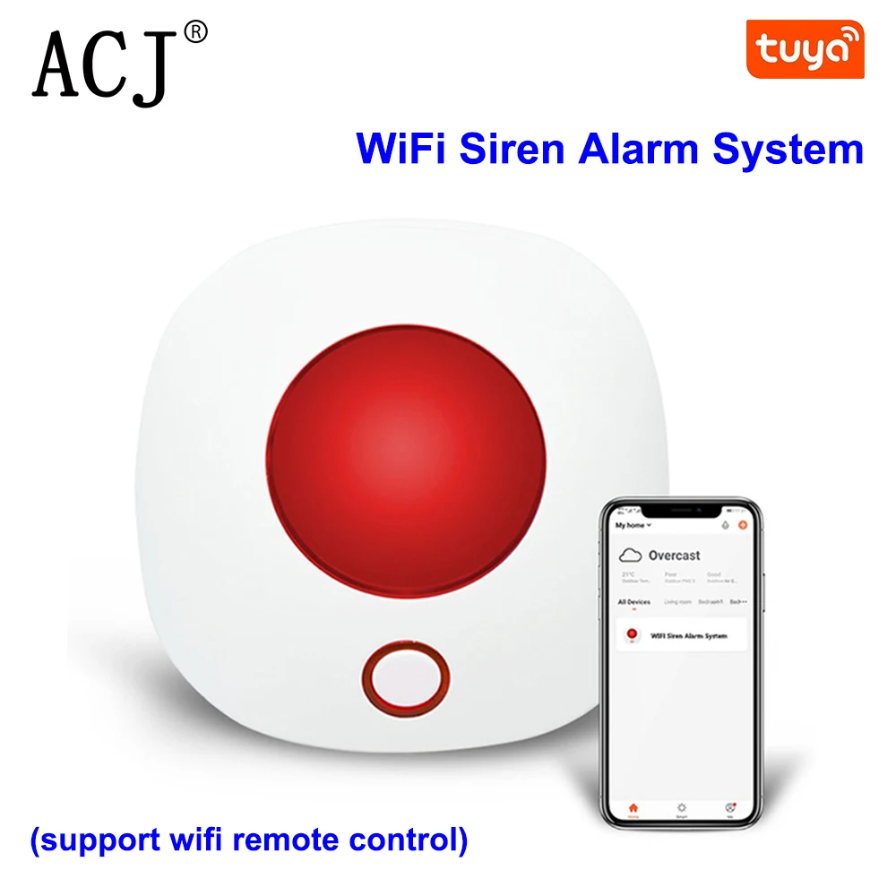 Smart TUYA WIFI Safety Protection Siren 110dB Strobe Light Sensor Home Alarm Security System 433mhz Door Sensor Remote Control