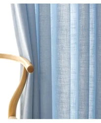 Cortinas modernas de color azul cielo, cortinas transparentes semisombreadas para dormitorio, balcón, tamaño personalizado para cortinas de puertas de salón