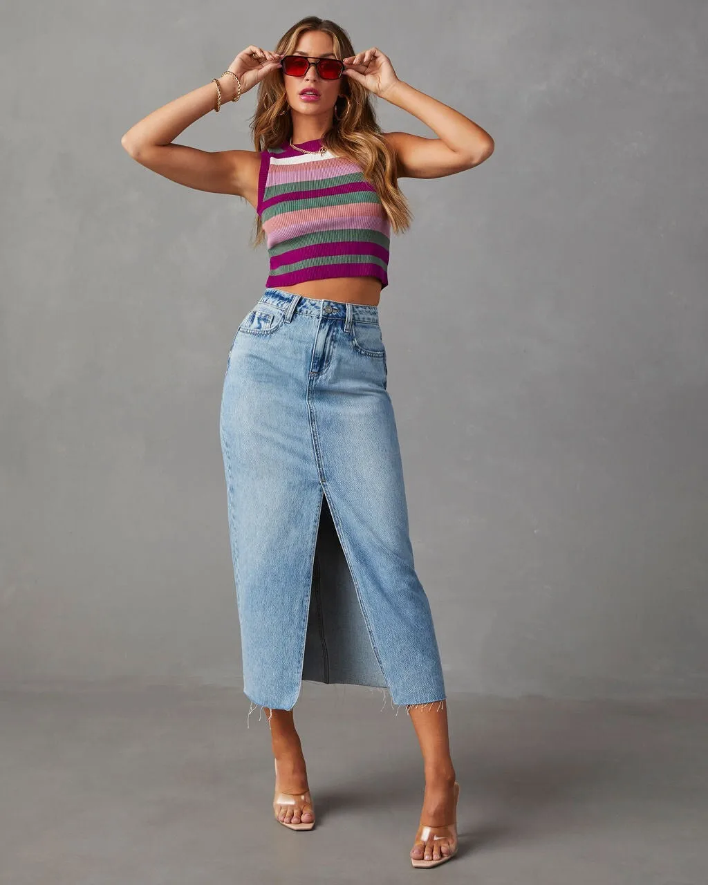 Mezza gonna in denim sottile con motivo a trapezio da donna sexy Mezza gonna femminile a vita alta Casual Bodyeon Gonne lunghe per le donne Streetwear
