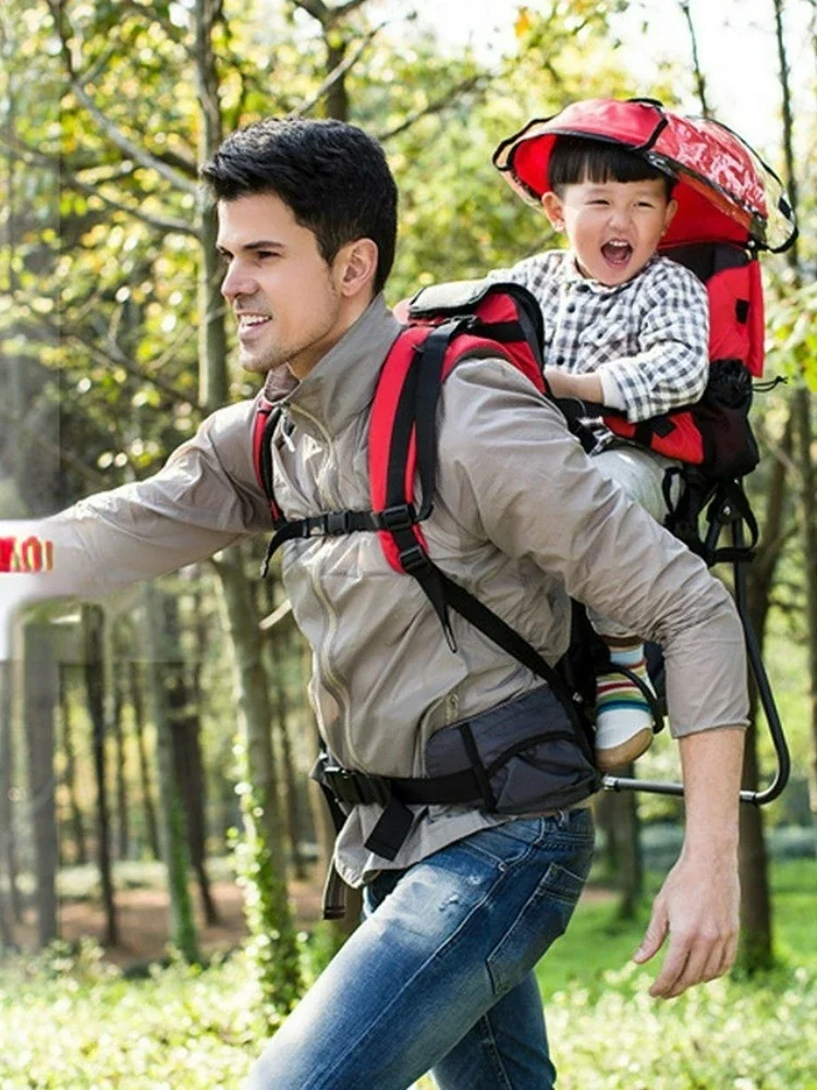 Foldable Baby Hiking Backpack – Waterproof Toddler Carrier Outdoor Climbing Chair with Backrest Shoulder Carry Seat for Children