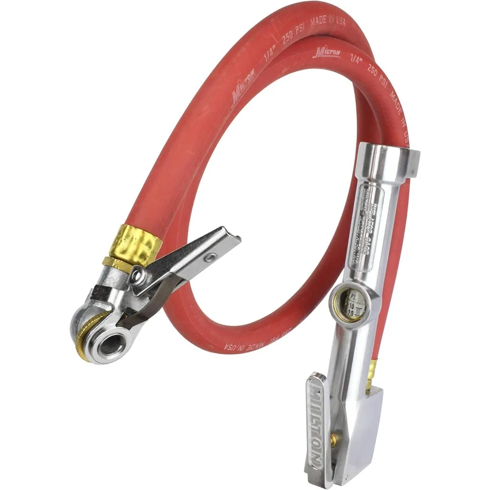 منفاخ إطارات تناظري عالي التحمل مع مقياس ضغط وخرطوم 3 أقدام لتضخم كرة واحدة، صنع في الولايات المتحدة الأمريكية، OSHA Complia